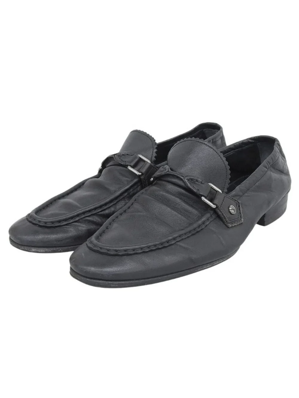 Louis Vuitton Loafers Shoes Leather Black 9.5